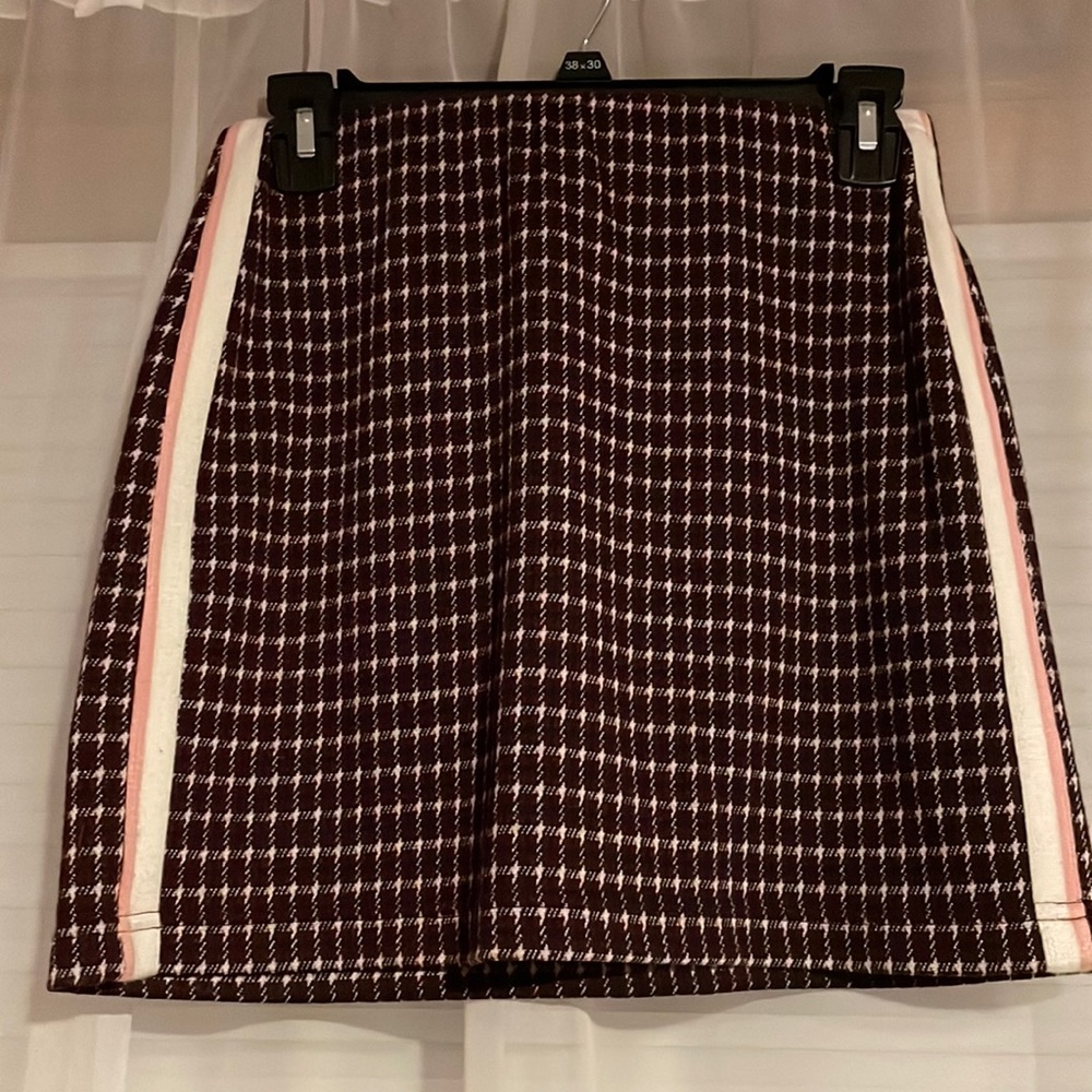 Plaid pink white mini skirt